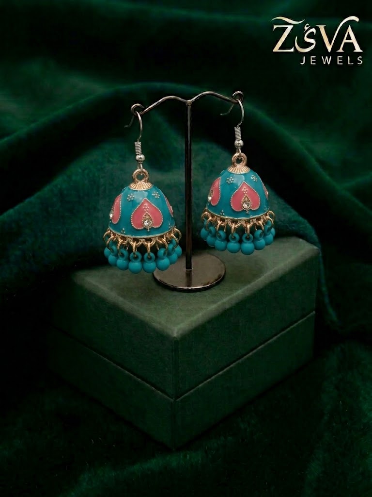 Blue And Pink Mini Jhumka