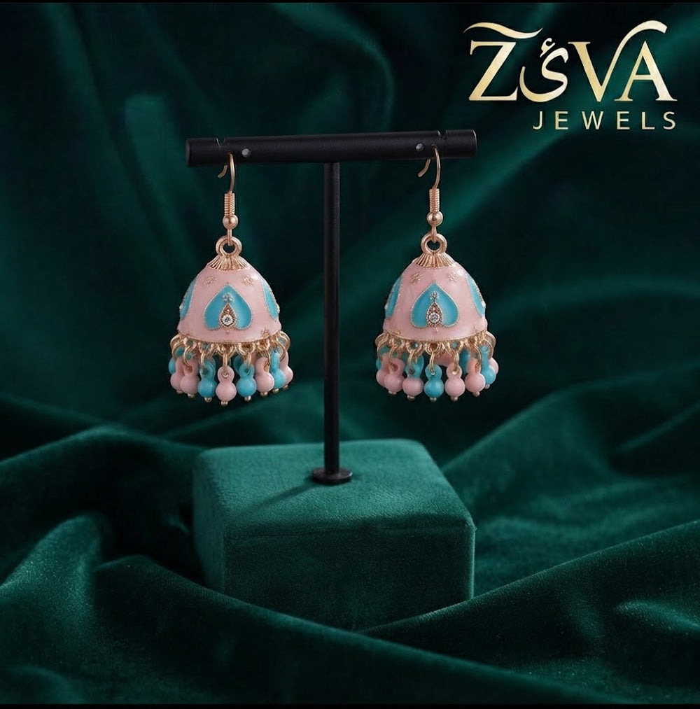 Mini Pink and Blue Jhumka