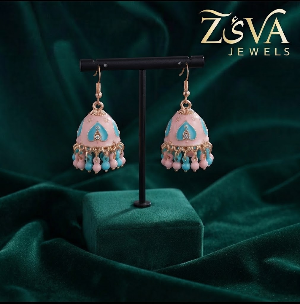 Mini Pink and Blue Jhumka